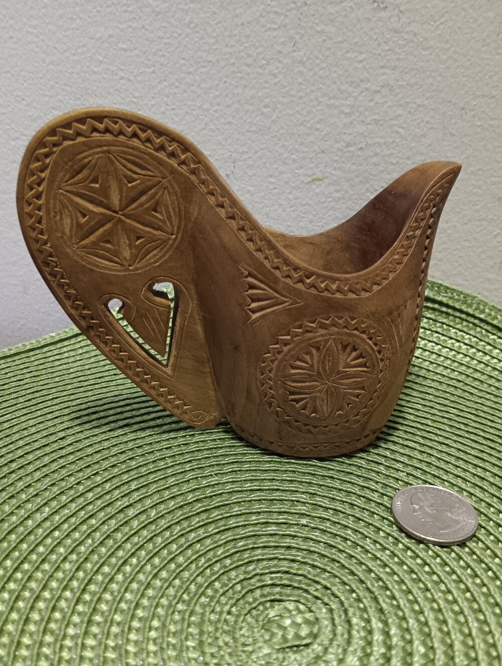 Hand-Carved Yugoslavian Wooden Shepherd Wedding Cup - Boho, Folk Art, Vintage